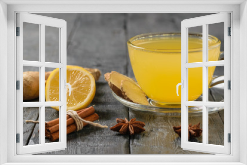 Fototapeta Naklejka Na Ścianę Okno 3D - Ginger drink to improve immunity and quickly get rid of colds.