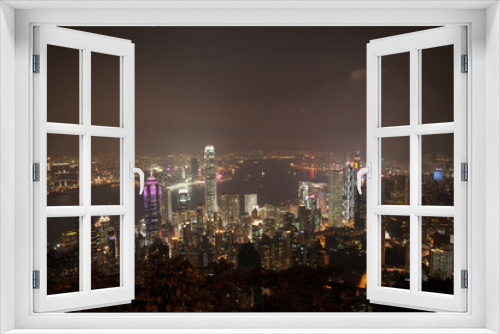 Fototapeta Naklejka Na Ścianę Okno 3D - Foggy Hong Kong by night