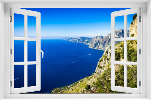 Fototapeta Naklejka Na Ścianę Okno 3D - Aerial view of coastline Amalfi on Mediterranean sea, Sorrento peninsula with sea view