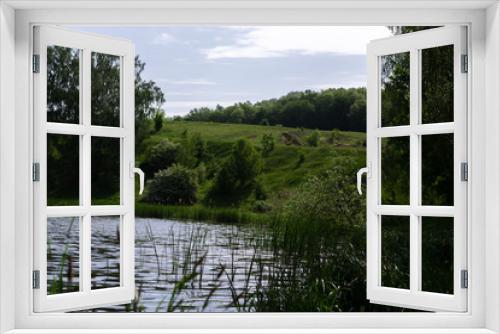 Fototapeta Naklejka Na Ścianę Okno 3D - Summer morning landscape on the nature near the river