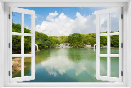 Fototapeta Naklejka Na Ścianę Okno 3D - A view of Lagoa Azul, beautiful lagoon surrounded by preserved Atlantic Forest on Itamaraca island, Brazil