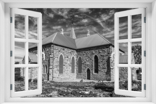 Fototapeta Naklejka Na Ścianę Okno 3D - Dutch Reformed Church in Williston. Monochrome