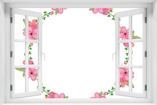 Fototapeta Naklejka Na Ścianę Okno 3D - Vector illustration pink flower frames blooms for greeting card hand drawn