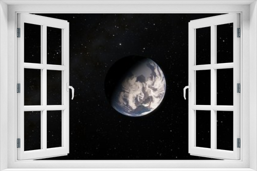 Fototapeta Naklejka Na Ścianę Okno 3D - Planet Earth from space 3D illustration orbital view, our planet from the orbit, world, ocean, atmosphere, land, clouds, globe (Elements of this image furnished by NASA)