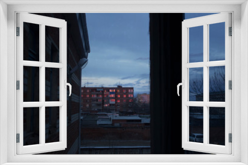 Fototapeta Naklejka Na Ścianę Okno 3D -  reflection of dawn in the windows