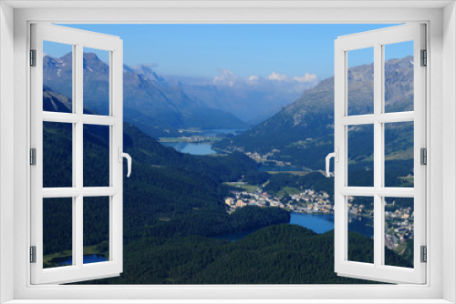 Fototapeta Naklejka Na Ścianę Okno 3D - Swiss alps: The panoramic view from Muotas Muragl view to the glacier lakes in the upper Engadin