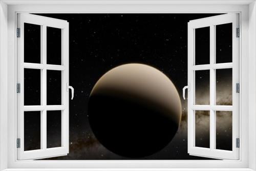 Fototapeta Naklejka Na Ścianę Okno 3D - Exoplanet 3D illustration rendering of the Planet Venus on a starry background (Elements of this image furnished by NASA)