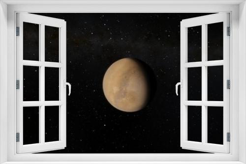 Fototapeta Naklejka Na Ścianę Okno 3D - Exoplanet 3D illustration planet Mars Astronomy and science concept. Dark background. Space texture (Elements of this image furnished by NASA)