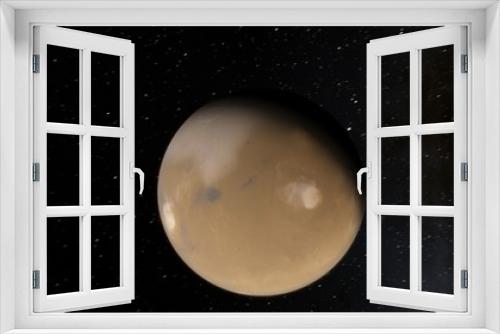 Fototapeta Naklejka Na Ścianę Okno 3D - Exoplanet 3D illustration planet Mars Astronomy and science concept. Dark background. Space texture (Elements of this image furnished by NASA)
