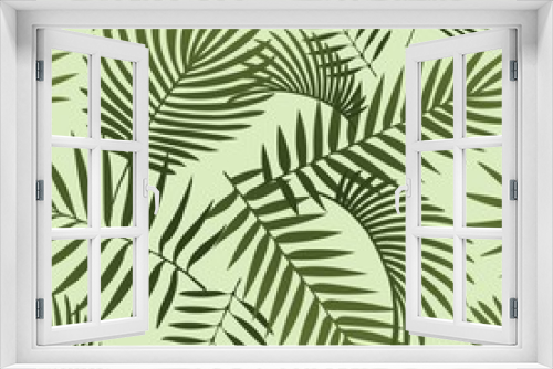 Fototapeta Naklejka Na Ścianę Okno 3D - Green tropical leaves. Seamless graphic design with amazing palms leaves