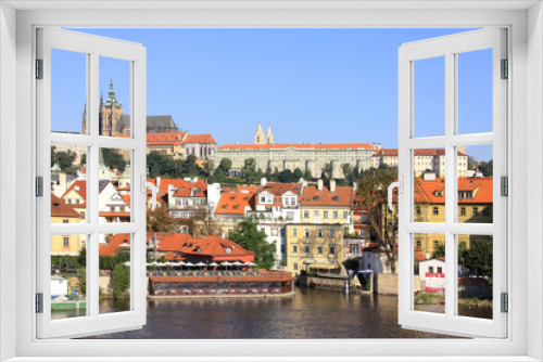 Fototapeta Naklejka Na Ścianę Okno 3D - Prague summer gothic Castle above River Vltava
