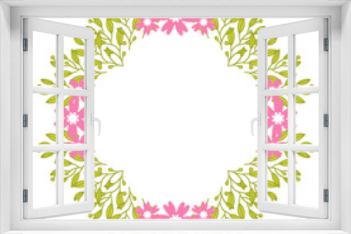 Fototapeta Naklejka Na Ścianę Okno 3D - Vector illustration beauty pink flower frames blooms with backdrop hand drawn