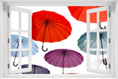 Fototapeta Naklejka Na Ścianę Okno 3D - multi-colored umbrellas on a white background