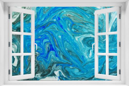 Fototapeta Naklejka Na Ścianę Okno 3D - Abstract beautiful marbling with white and blue colors.The Eastern style of Ebru painting on water with acrylic paints swirls marbling.A stylish mix of natural luxury 