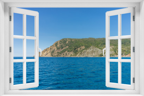 Fototapeta Naklejka Na Ścianę Okno 3D - Italy, Cinque Terre, Monterosso, Monterosso al Mare, SCENIC VIEW OF SEA AGAINST CLEAR BLUE SKY