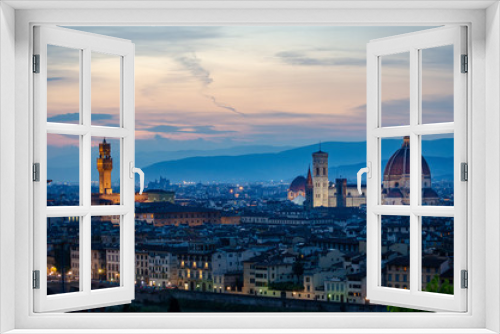 Fototapeta Naklejka Na Ścianę Okno 3D - panorama of florence at sunset