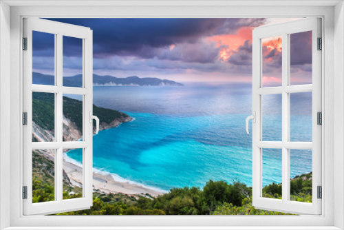Fototapeta Naklejka Na Ścianę Okno 3D - Famous beach Mirtos on Kefalonia island in Greece