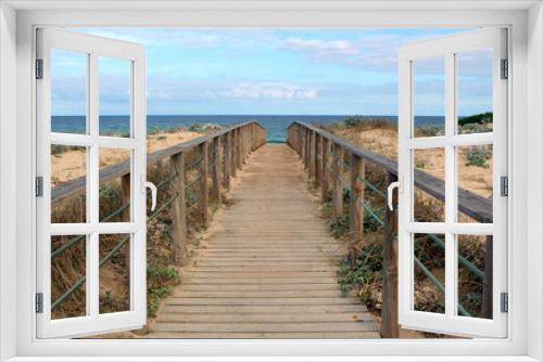 Fototapeta Naklejka Na Ścianę Okno 3D - Boardwalk to Beach in Portugal