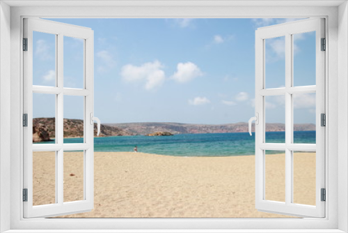 Fototapeta Naklejka Na Ścianę Okno 3D - View of the stunning palm beach of Vai with blue, turquoise water on Crete