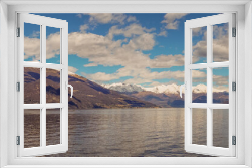 Fototapeta Naklejka Na Ścianę Okno 3D - Italy, Bellagio, Lake Como, SCENIC VIEW OF SNOWCAPPED MOUNTAINS AGAINST BLUE SKY, Lombardy