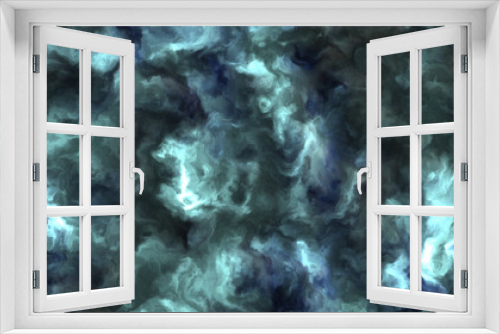 Fototapeta Naklejka Na Ścianę Okno 3D - Stormy blue and cyan clouds in a nebula in space, slowly moving, forming and dissolving,