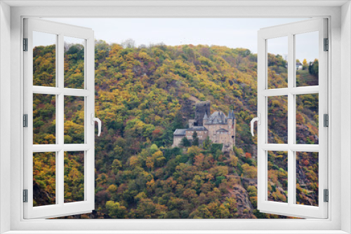 Katz castle in Goarhausen, view from Sankt Goar, Germany