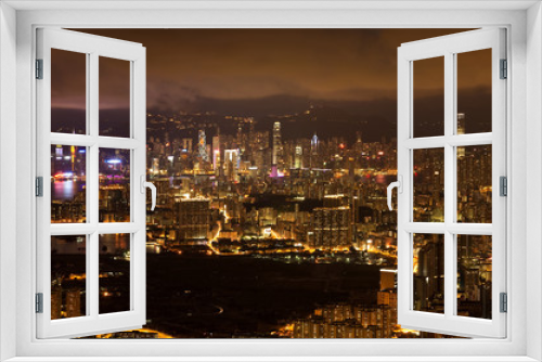 Fototapeta Naklejka Na Ścianę Okno 3D - Hongkong Nachts