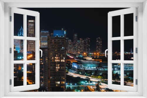 Fototapeta Naklejka Na Ścianę Okno 3D - Downtown chicago cityscape skyscrapers skyline at night