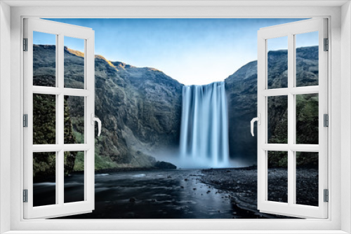 Fototapeta Naklejka Na Ścianę Okno 3D - Vík í Mýrdal, Skógafoss, Waterfall in the mountains