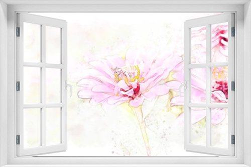 Fototapeta Naklejka Na Ścianę Okno 3D - Abstract colorful flower blooming watercolor illustration painting background.