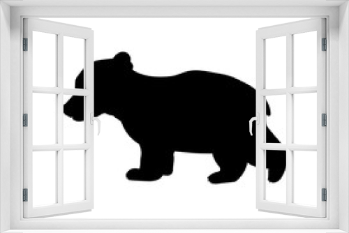 Fototapeta Naklejka Na Ścianę Okno 3D - Bear cub wild black silhouette animal