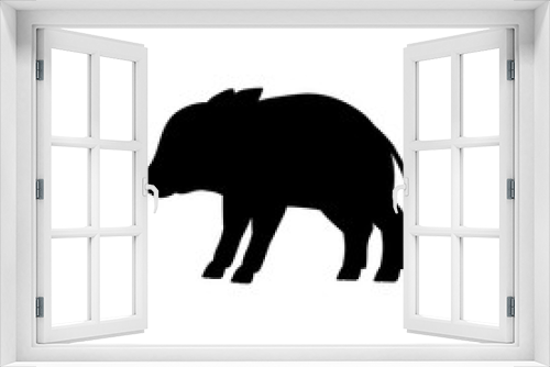 Fototapeta Naklejka Na Ścianę Okno 3D - Baby boar wildlife black silhouette animal