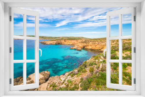 Fototapeta Naklejka Na Ścianę Okno 3D - Beautiful landscape of Blue Lagoon of Malta island