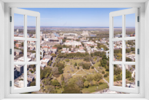 Aerial 360 degree seamless panorama of downtown Savannah, Georgia, USA