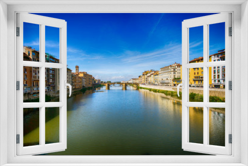 Fototapeta Naklejka Na Ścianę Okno 3D - View from Ponte Vecchio bridge over Arno river in Florence, Italy. 
