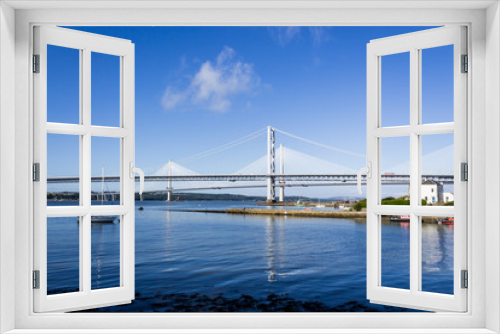 Fototapeta Naklejka Na Ścianę Okno 3D - View of Forth Road Bridge and Queensferry Crossing from Queensferry