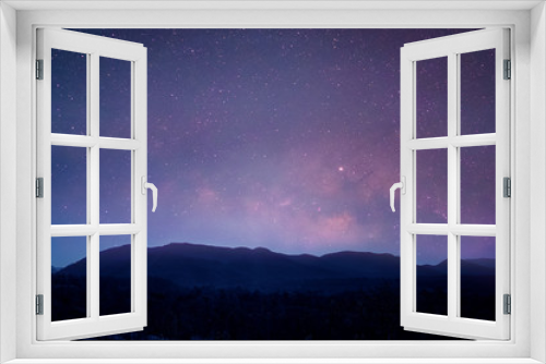Fototapeta Naklejka Na Ścianę Okno 3D - milky way,starry night landscape over mountion