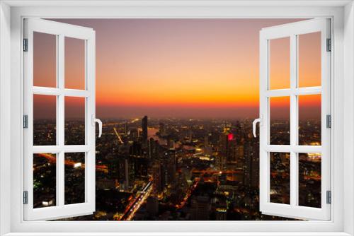 Fototapeta Naklejka Na Ścianę Okno 3D - Aerial view Cityscape Bangkok skyline with sunset in Thailand