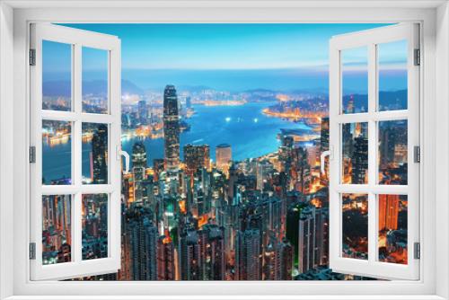 Fototapeta Naklejka Na Ścianę Okno 3D - Amazing view on Hong Kong city from the Victoria peak, China