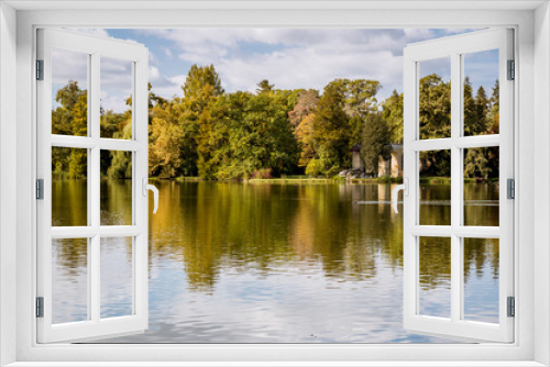 Fototapeta Naklejka Na Ścianę Okno 3D - Lake and trees in Lednice castle park