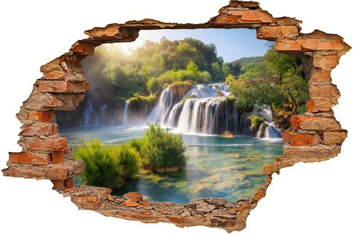 Panoramic landscape of Krka Waterfalls on the Krka river in Krka national park in Croatia.