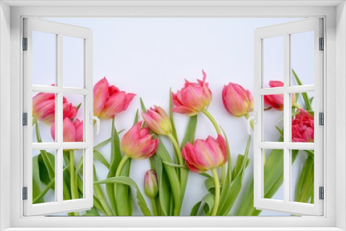 Fototapeta Naklejka Na Ścianę Okno 3D -  Frühling - Blumenstrauß Tulpe mit Herz