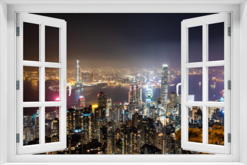Fototapeta Naklejka Na Ścianę Okno 3D - ヴィクトリア・ピークから眺める香港　夜景