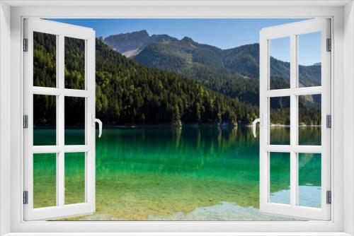 Fototapeta Naklejka Na Ścianę Okno 3D - Beautiful view of Lake Tovel, the largest of all natural lakes in Trentino in the Adamello Brenta Park.