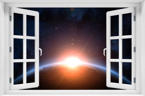 Fototapeta Naklejka Na Ścianę Okno 3D - Planet Earth, Space and Sun.