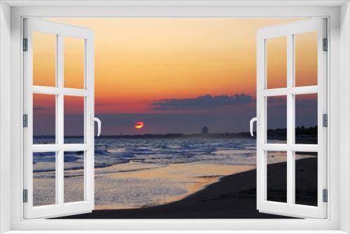 Fototapeta Naklejka Na Ścianę Okno 3D - tramonto sul mare con riflessi