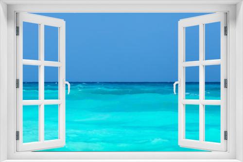 Fototapeta Naklejka Na Ścianę Okno 3D - Tropical turquoise sea and clear blue sky.