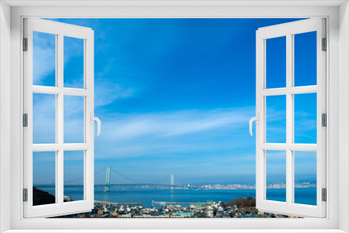 Fototapeta Naklejka Na Ścianę Okno 3D -  明石海峡大橋と神戸