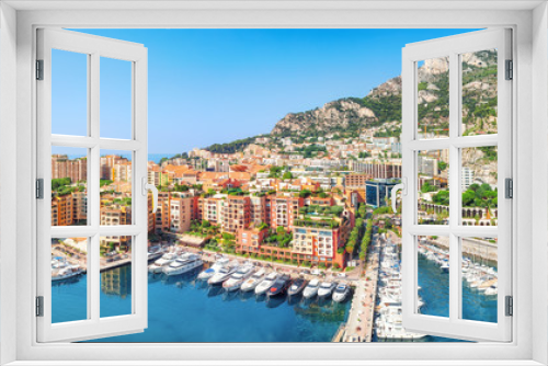 Fototapeta Naklejka Na Ścianę Okno 3D - Luxury residential area Monaco-Ville with yachts, Monaco, Cote d'Azur, France