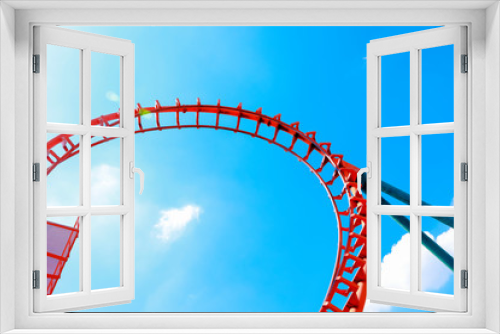 Fototapeta Naklejka Na Ścianę Okno 3D - Amusement park Roller coaster rail